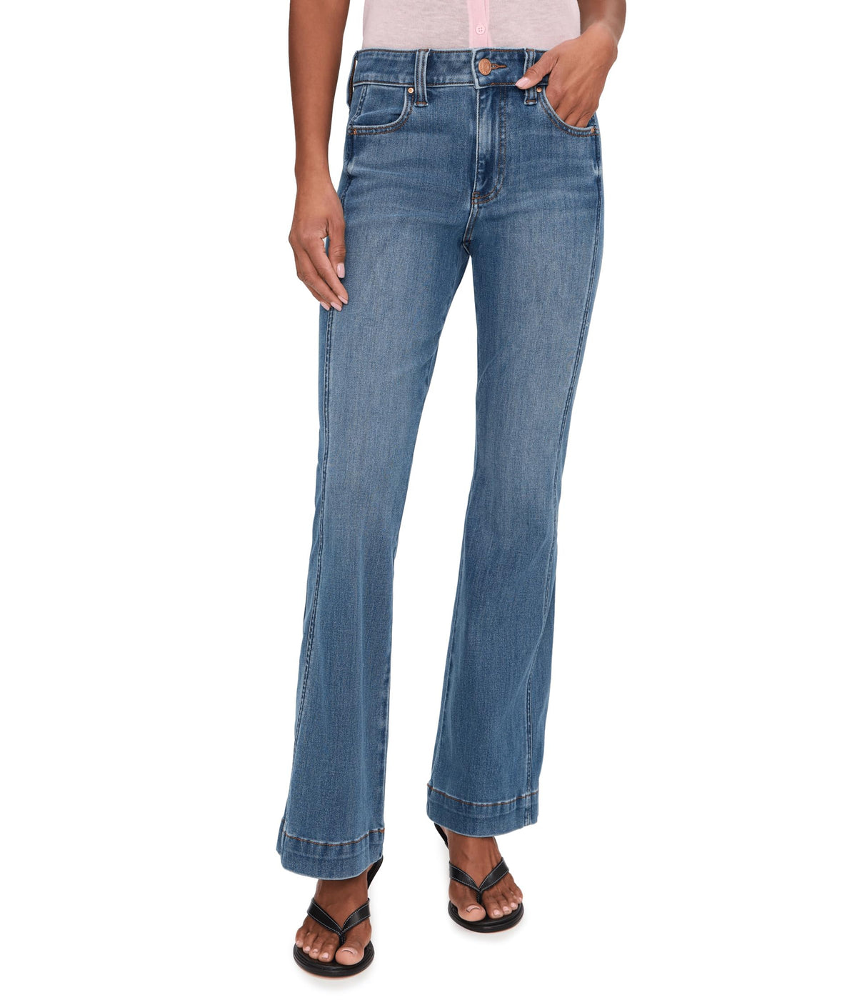 KUT from the Kloth Womens Natalie High-Rise Bootcut Side Inset-Wide Hem in Alliance 8 Inseam: 33