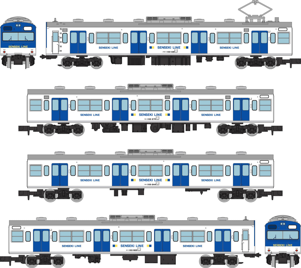 Tomytec Railway Collection 336754 JR 103 Series Sengoku Line Updated Car, New Paint, Set of 4, Diorama Supplies