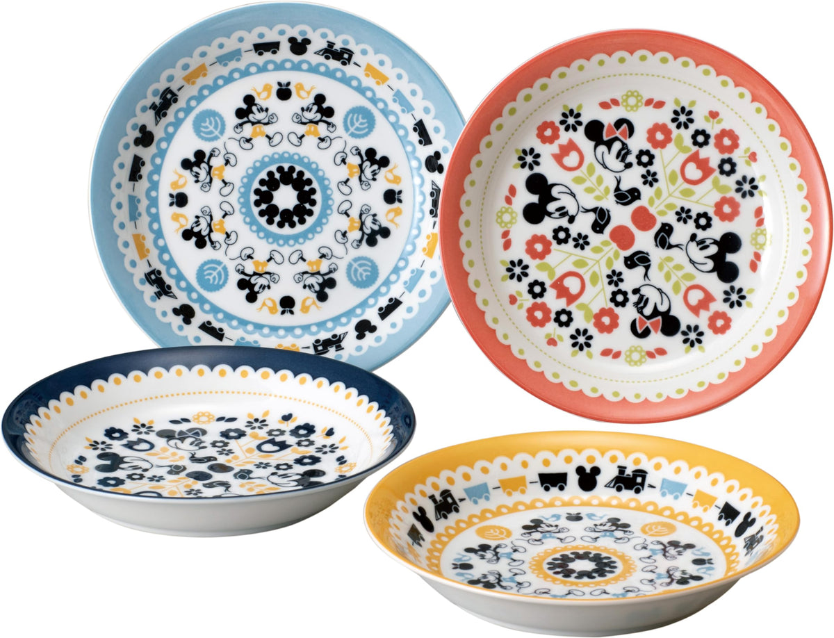 maebata 52791 Curry Plate, Set of 4, Mickey Mouse Tableware Set, Present, Gift, Disney