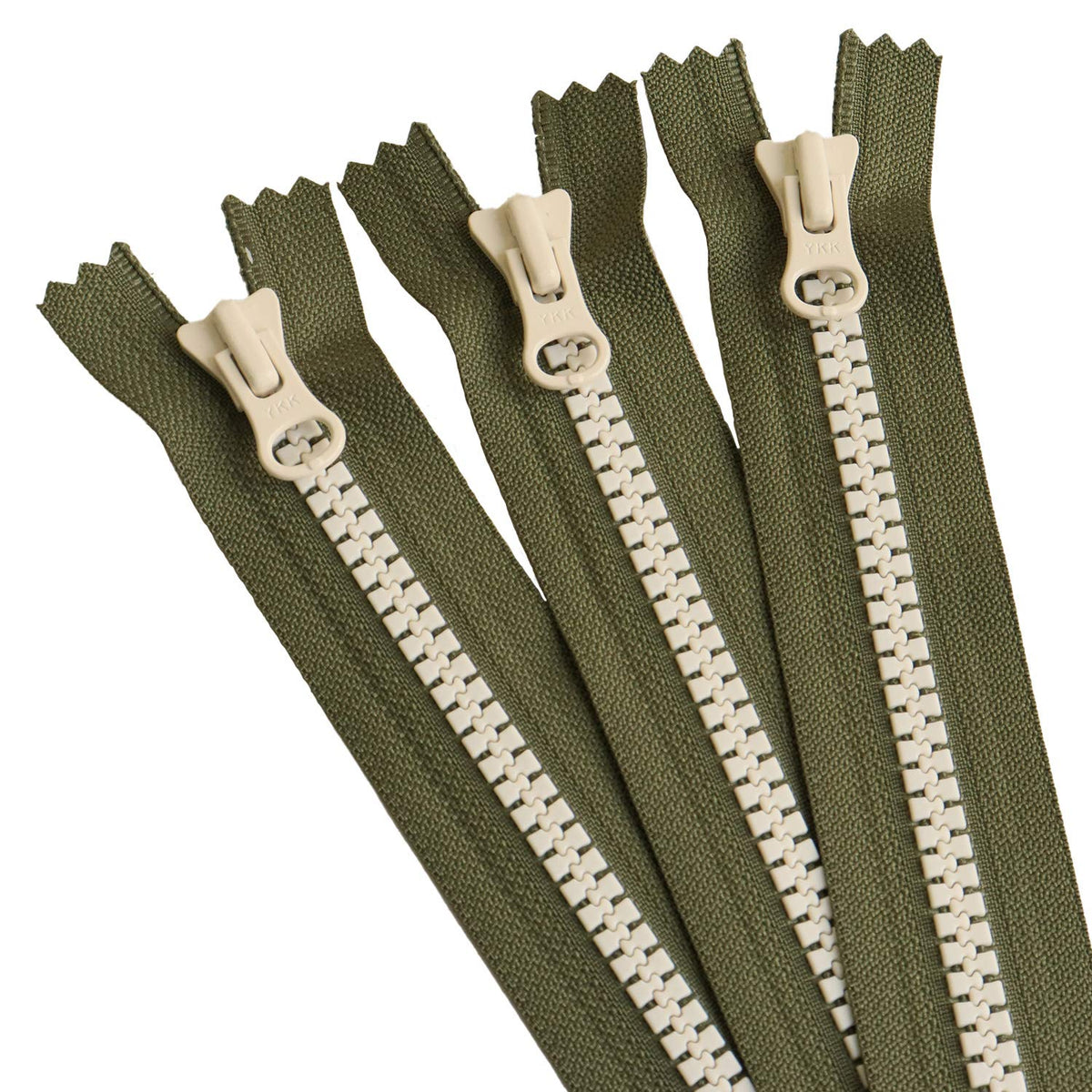 Y.K.K 8VSC40-CO2 8 Vislon Zipper, 15.7 inches (40 cm), Khaki x White