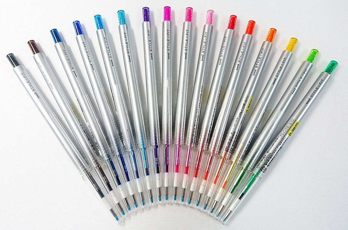 Uni-ball StyleFit Retractable Gel Ink Pen (UMN-139-38), Slim & Stylish Body, 0.38 mm, 16 Color Set