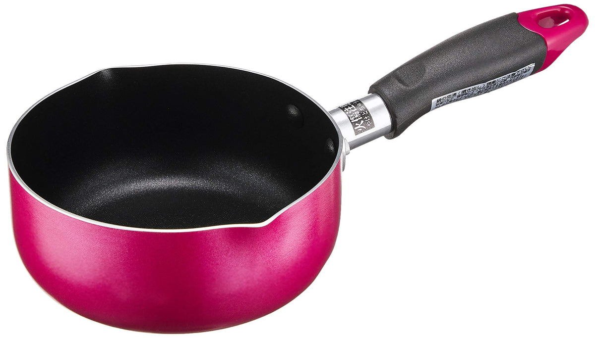 Pearl Metal Claire H-9584 Fluorine Processed Mini Pot with Both Openings, 5.5 inches (14 cm), Red