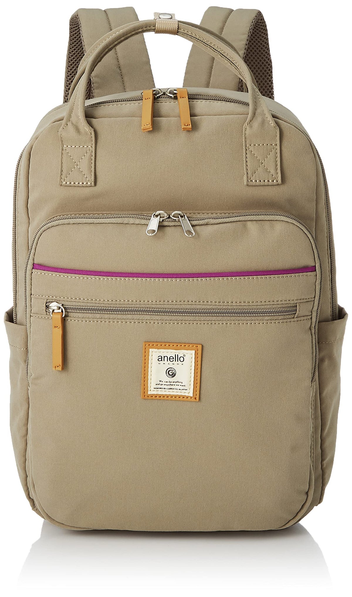Anello Grande GTM0331 Square Backpack, A4, PC Storage, 10 Pockets, grey beige, One Size