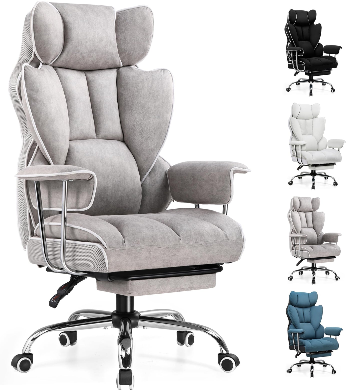 GTRACING 200-GRAY Gaming Chair, Fabric Ottoman Chair, Chair, Telework, Lower Back Pain Countermeasure, PC Chair, Desk Chair, Comfortable to Sit, Sofa, Made of Soft PP Cotton, Uses Safe Non-Reclaimed