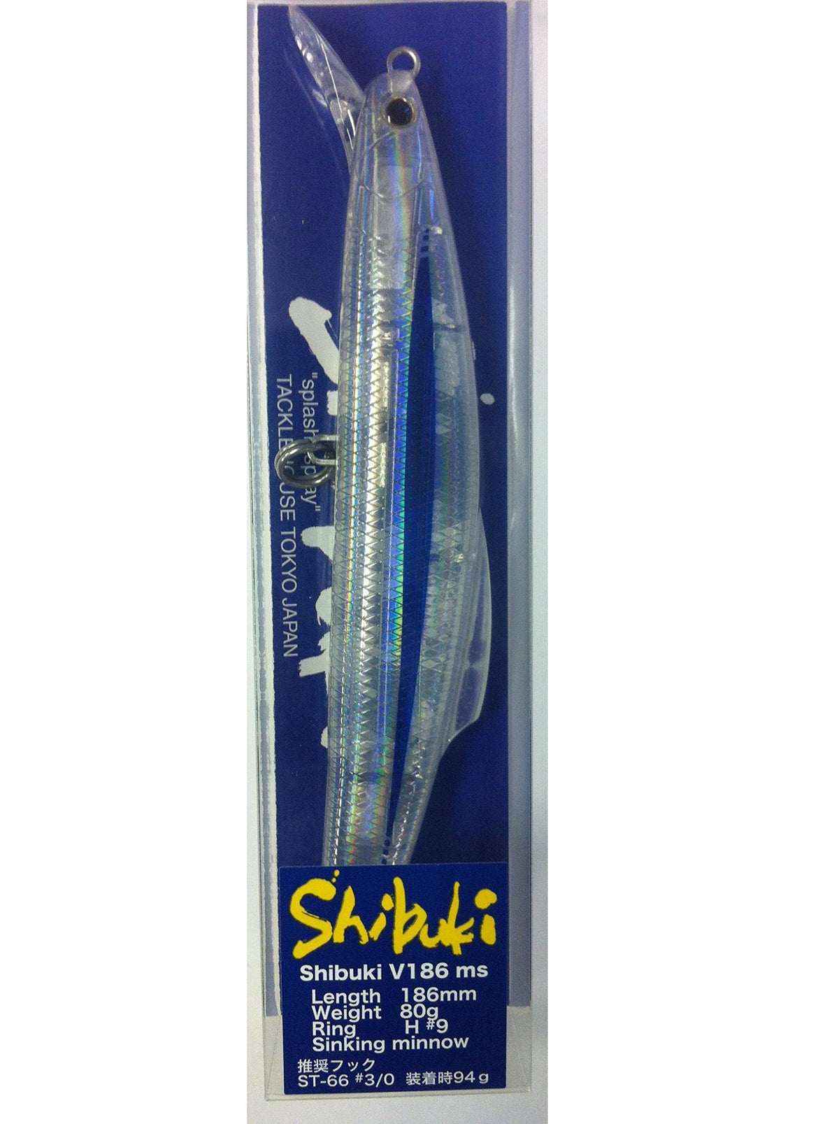 TackleHouse Minnow Shibuki ms, 7.3 inches (186 mm), 2.8 oz (80 g), Clear Tobiuo CHG #09 V186ms Lure