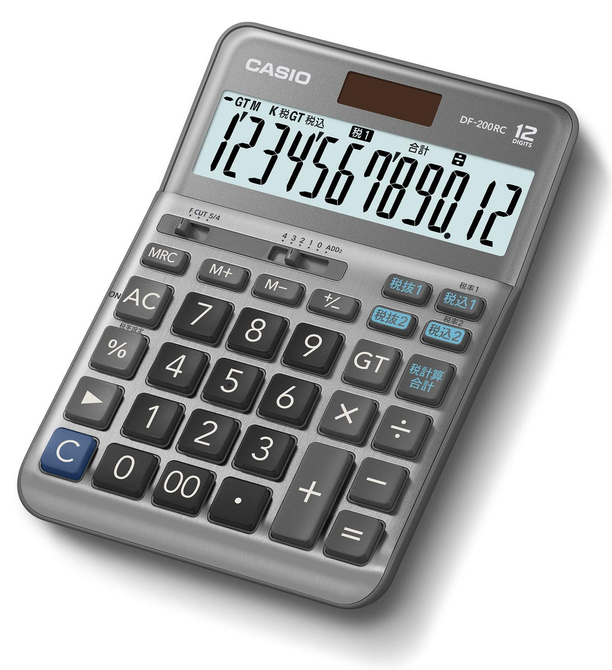 Casio DF-200RC-N Reduced Tax Rate Calculator, 12 Digits, Total Tax Calculation Function, Desk Type