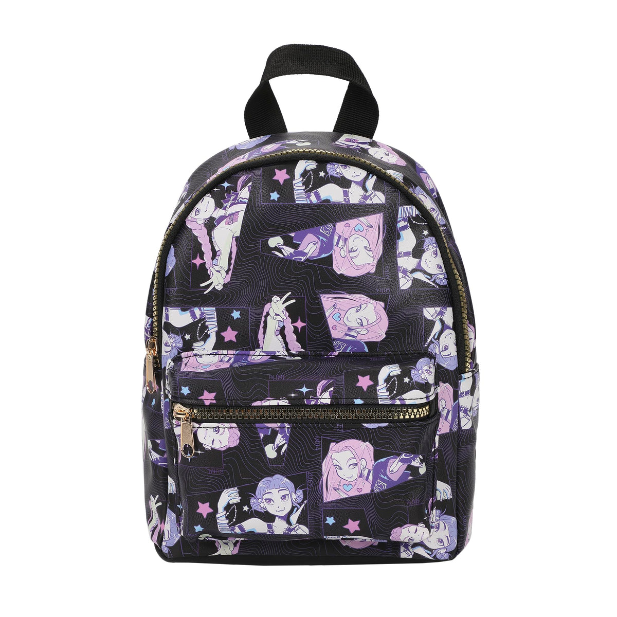 Bioworld KPop Demon Hunters Huntrix AOP Adult Black 11.5" Mini Backpack