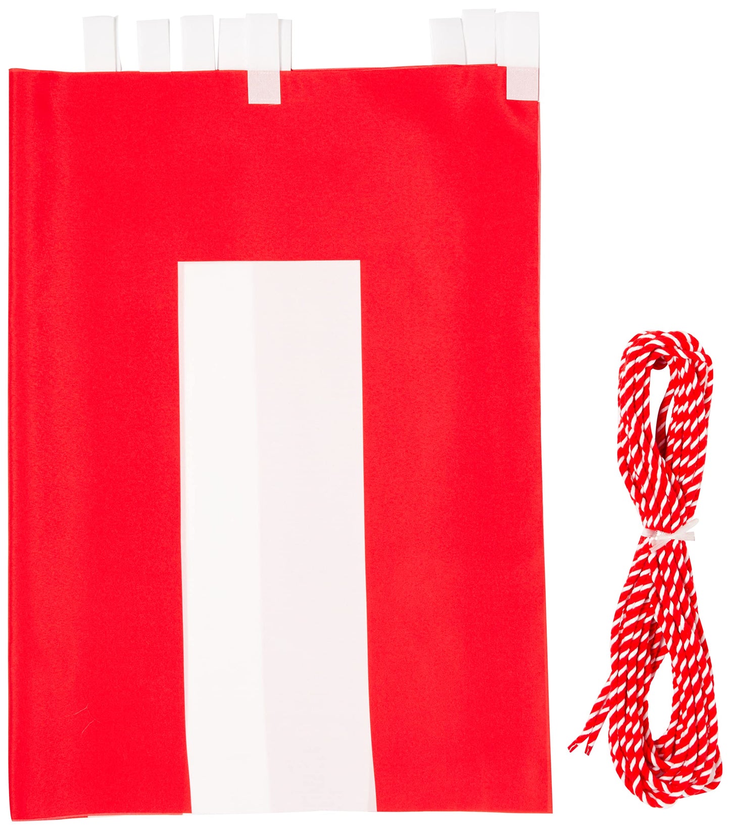 KH008-07IN Red and White Curtain Height 35.4 inches (90 cm) x Length 49.2 inches (1260 cm) (7 Rooms), Tropical with Red and White Ties