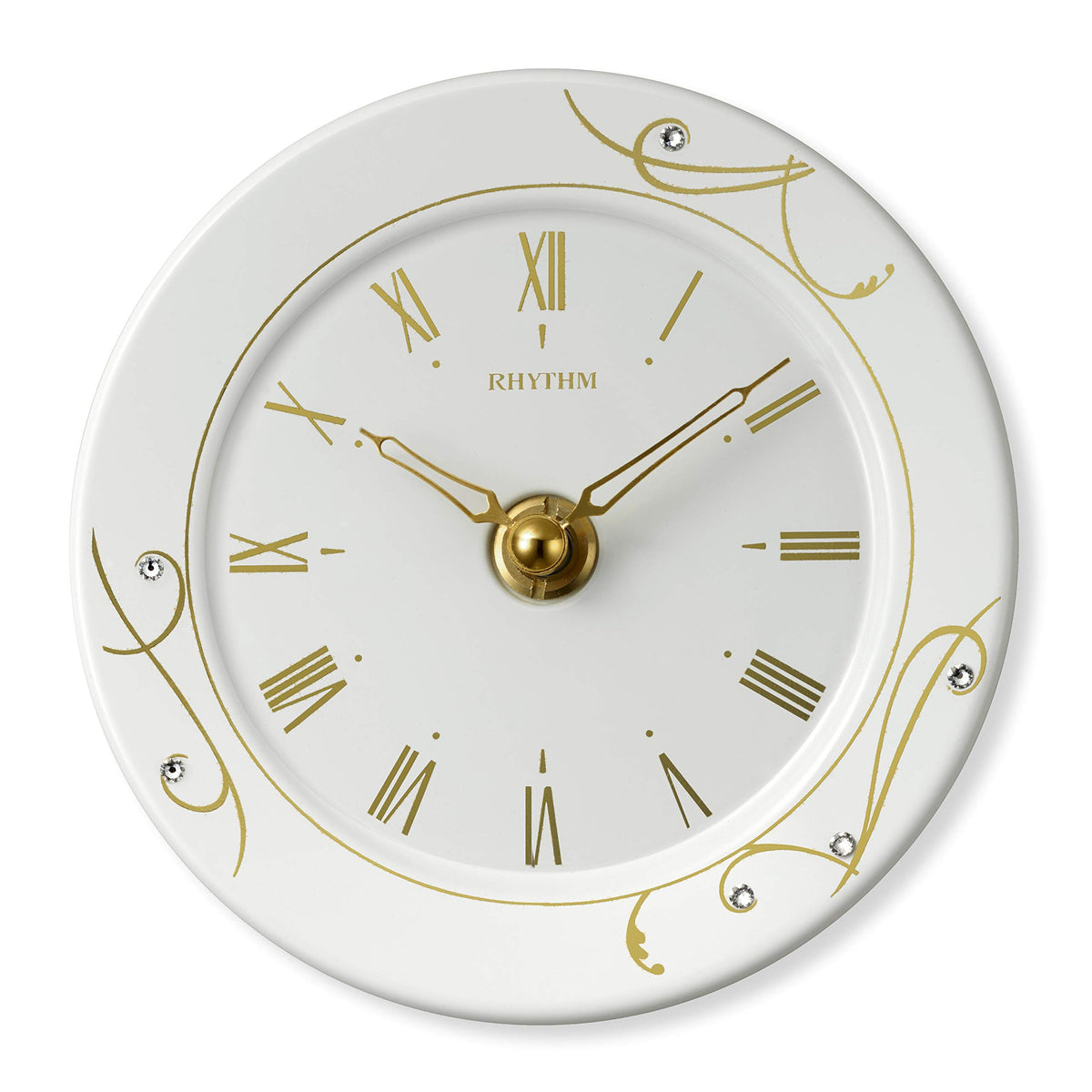Rhythm Clock Industry 4SG801SR18 Table Clock, Wall Clock, Multi-Purpose, Arita Ware Decorative Clock, φ4.7 x 1.4 inches (12 x 3.5 cm), Gold