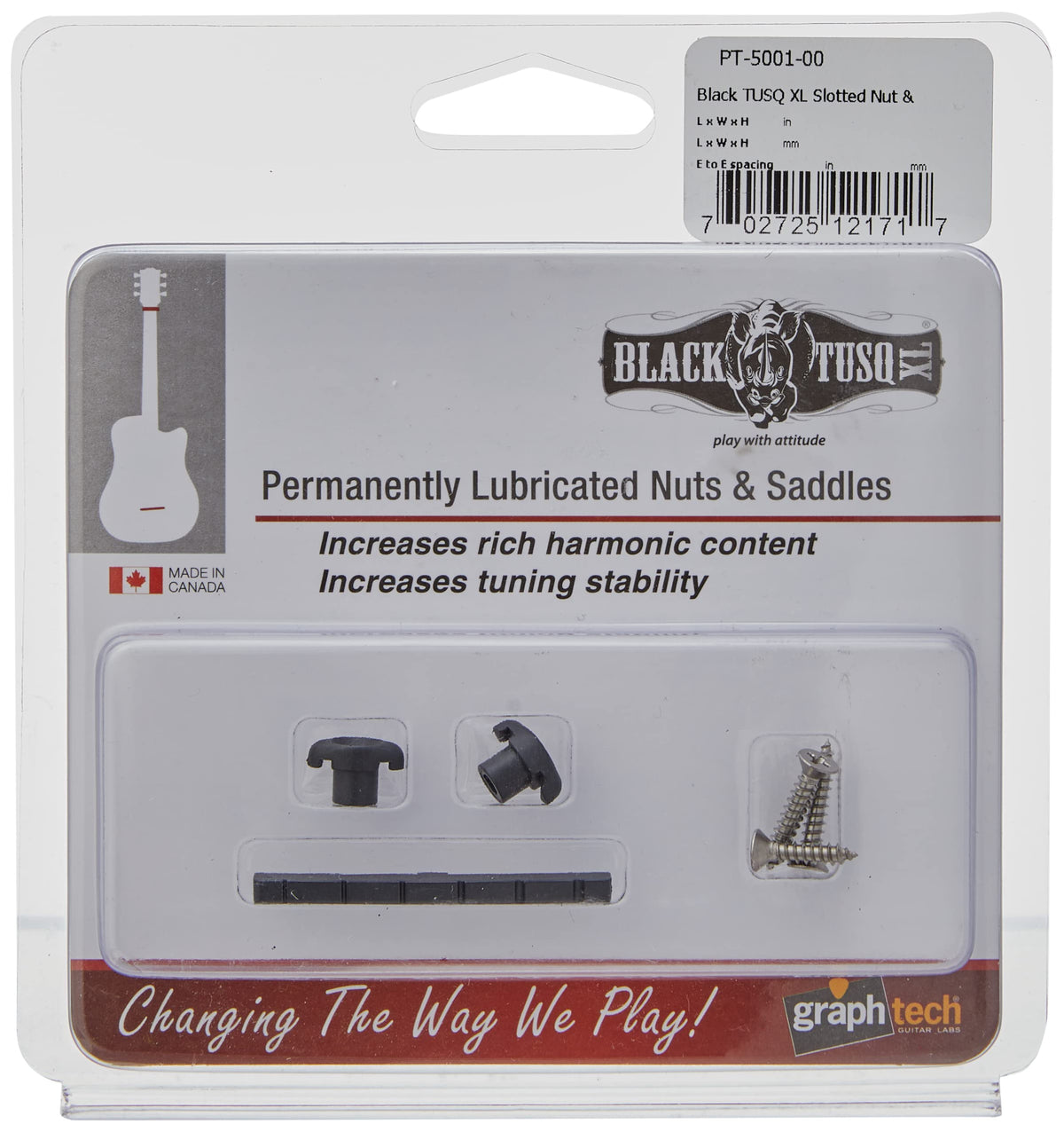 Black TUSQ XL by Graph Tech Slotted Nut & 2 Retainers Pak PT-5001-00