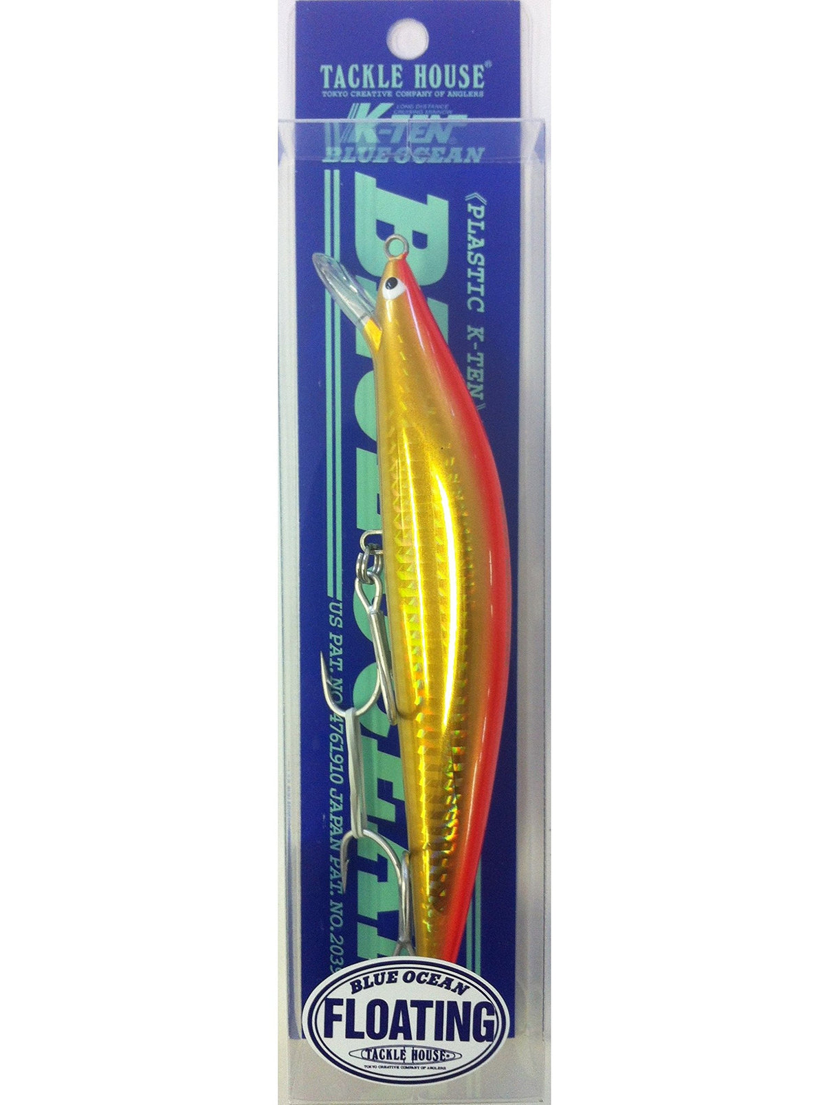 TackleHouse K-Ten BKF140 Minnow Blue Ocean BKF 5.5 inches (140 mm), 1.0 oz (28 g), Gold Red #110