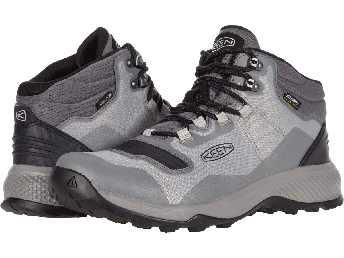 KEEN Men’s Tempo Flex Mid Height Lightweight Waterproof Hiking Boot, Drizzle/Black, 9 D (Medium) US