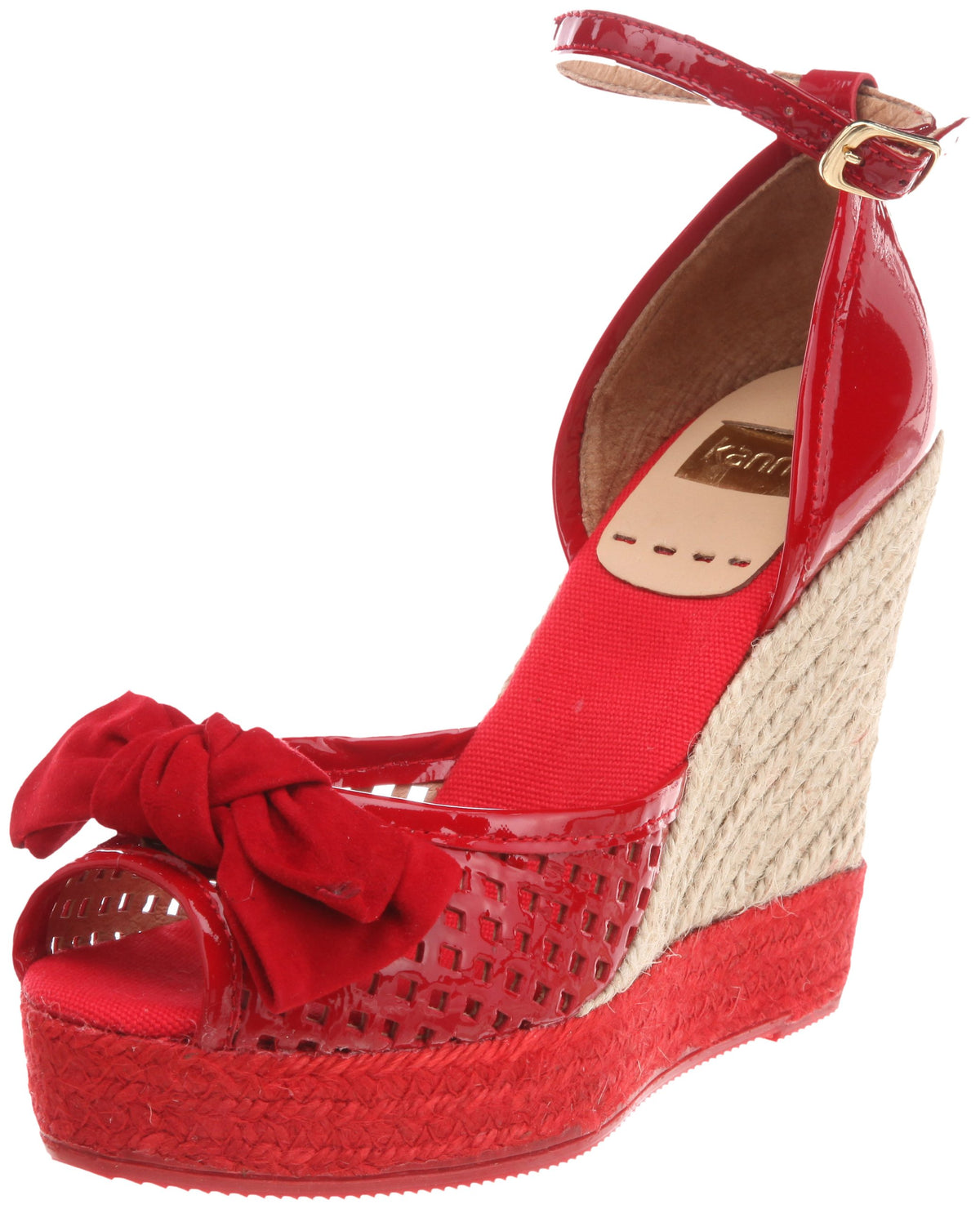 Kanna 57865 Mesh Ribbon Jute Sandals, red, 24.0 cm
