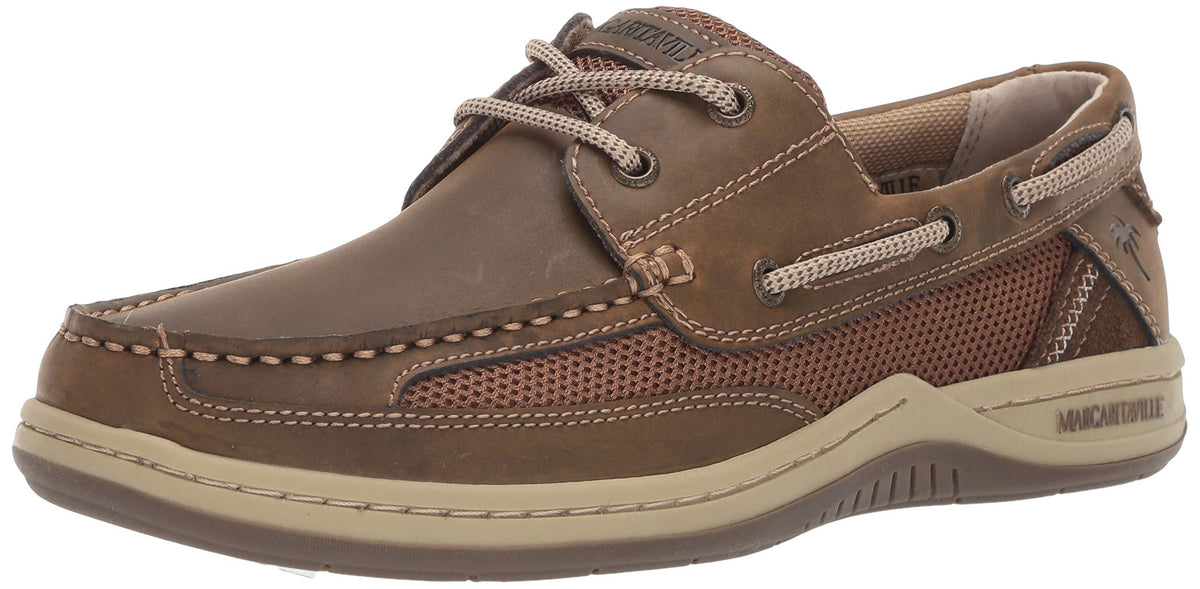 Margaritaville Men's Anchor Lace Boat Shoe, Brown, 10 M US