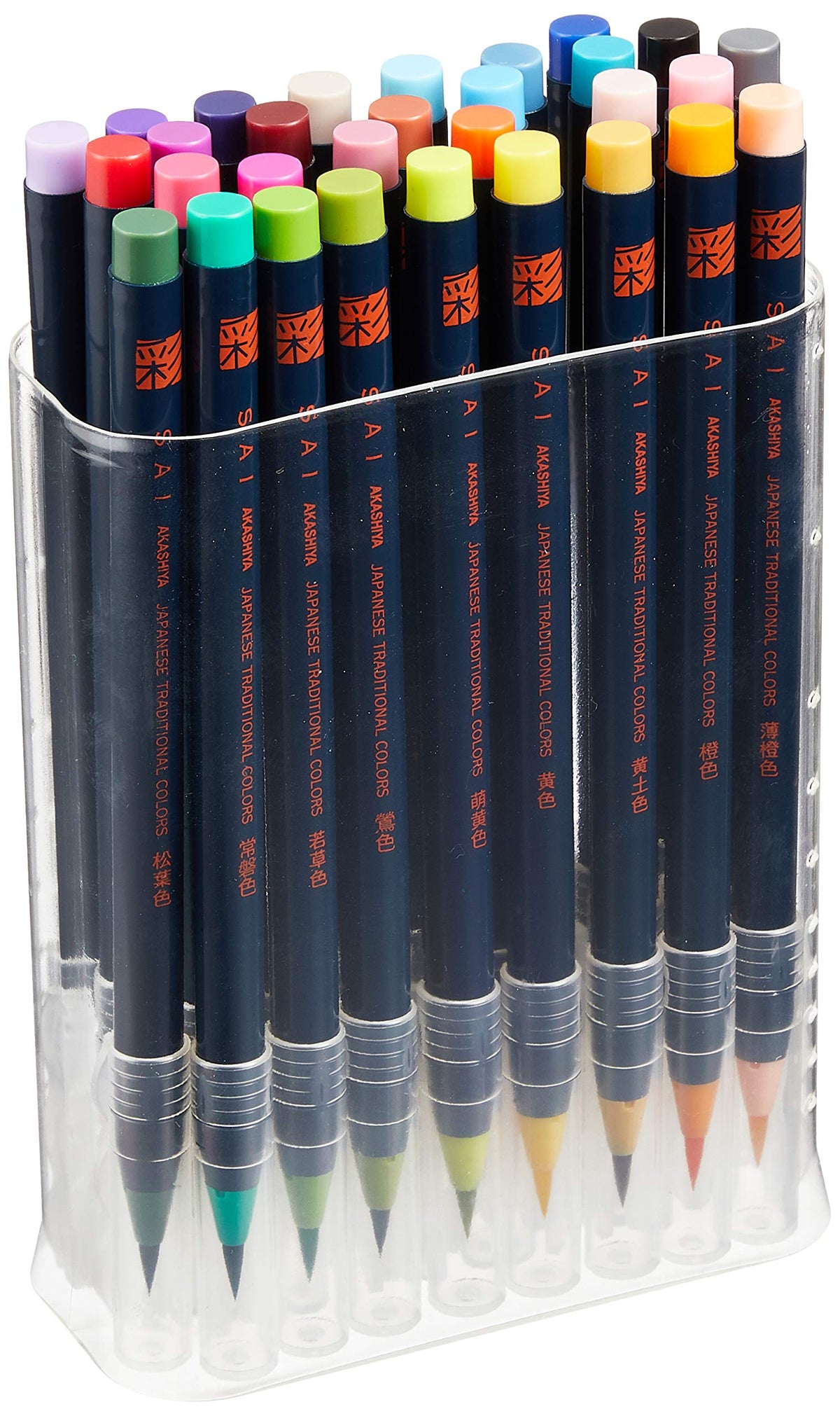Akashiya Watercolor Brush Pen 30 Japanese Traditional Color Set (CA200/30V)