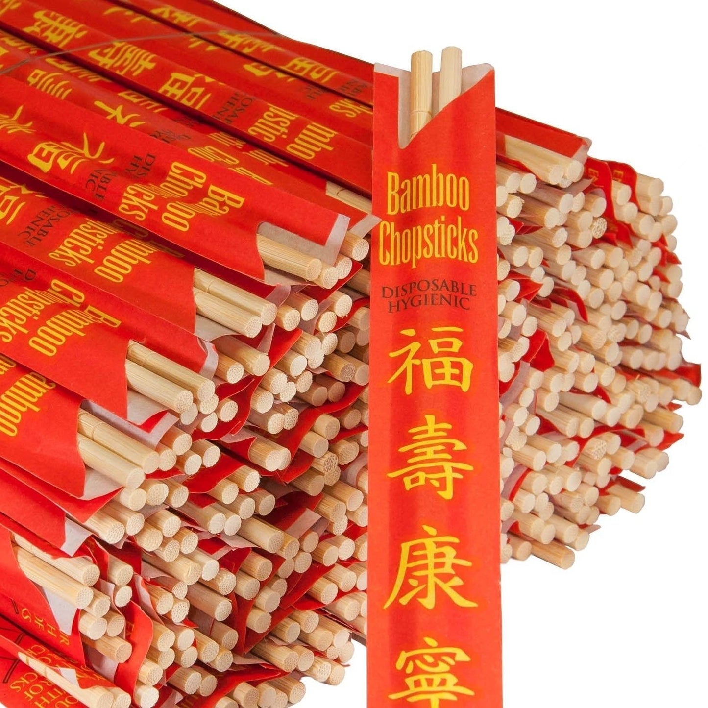 RG RG500 Paper Premium Disposable Bamboo Chopsticks Sleeved and Seperated (500), White