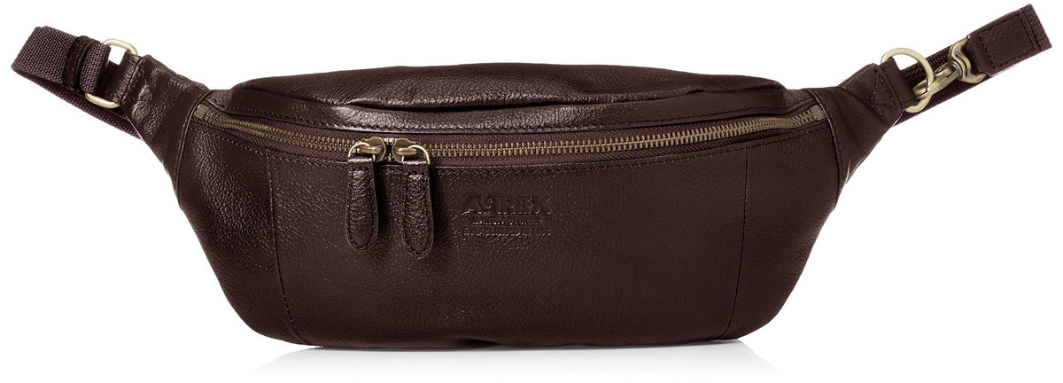Avirex AVX5614 Cowhide Body Bag, Genuine Leather, Chocolate
