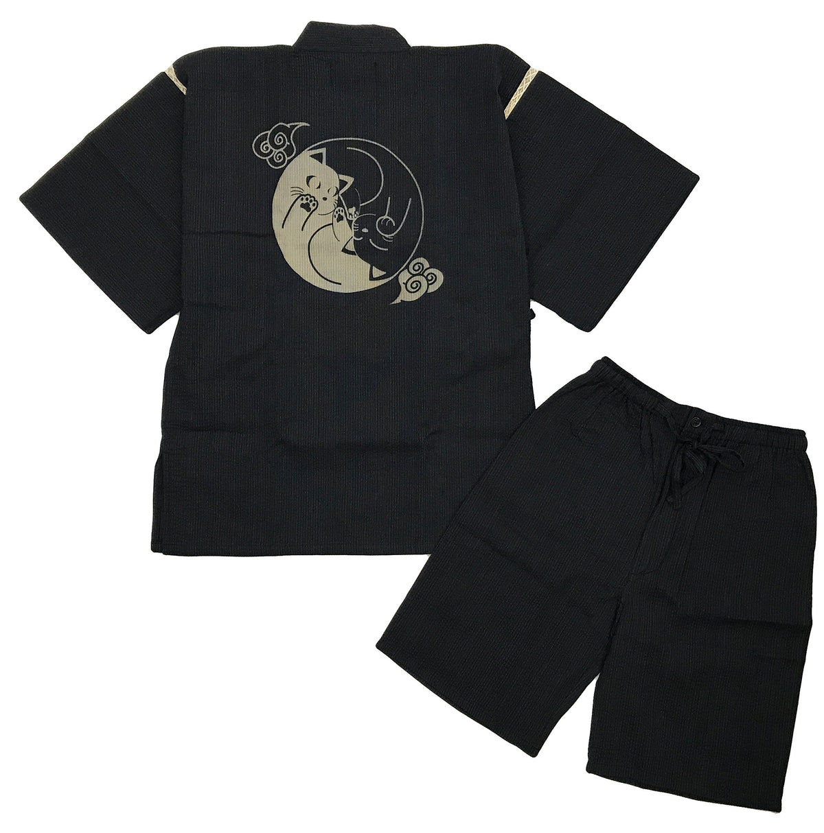 Edoten Original discharge style Cotton100% Kimono Jimbei 706 XL Glay Tomoe Cat