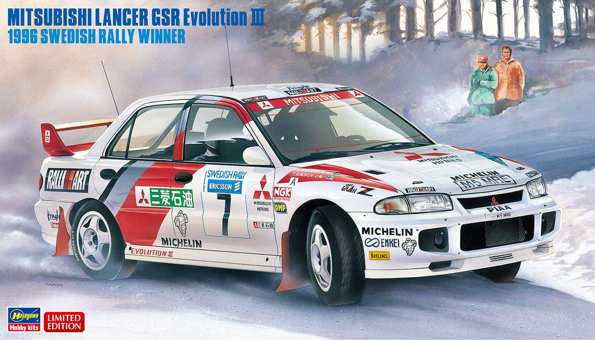Hasegawa HA20407 1:24 Mitsubishi Lancer GSR Evo III-1996 Swedish Rally Winner, Multicoloured