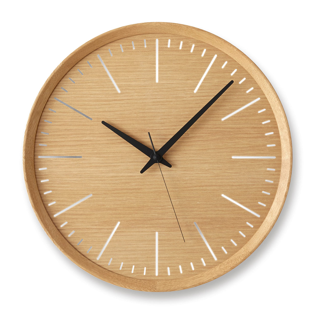 Remnos Fluct DFI 21-07 NT Lemnos Wall Clock, Analog, Natural Wood, 13.8 inches (35 cm), Diameter 1.6 inches (4 cm) Thickness