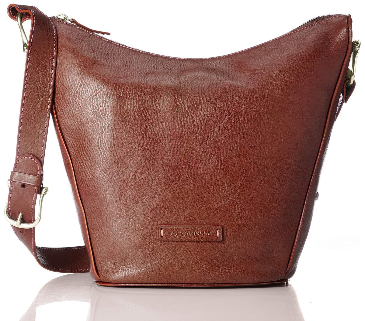 TOSCANELLA(トスカネーラ) Vessetta Leather Women's Shoulder Bag, Darkbrown
