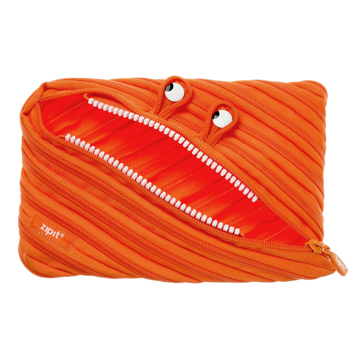 ZIPIT Monster Large Pencil Case for Boys, Zipper Pouch for Kids, Orange