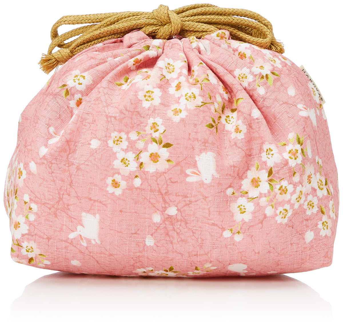 Hakoya Tatsumiya Cherry Blossom Rabbit Drawstring Bag, Pink, Size: Approx. W17, D9, H16, 33616