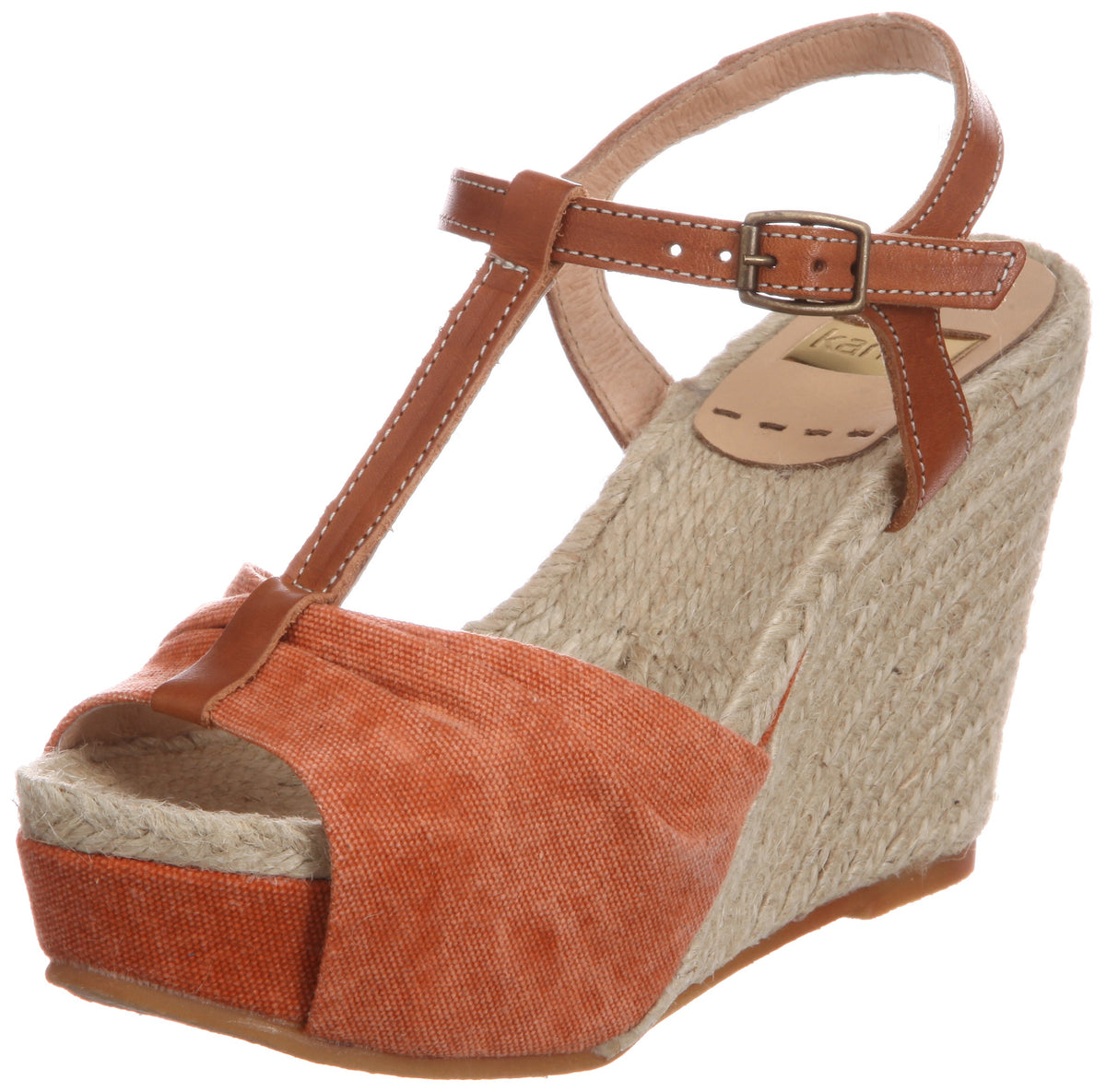 Kanna 57870 Draped T-Strap Jute Sandals, orange combination, 22.5 cm