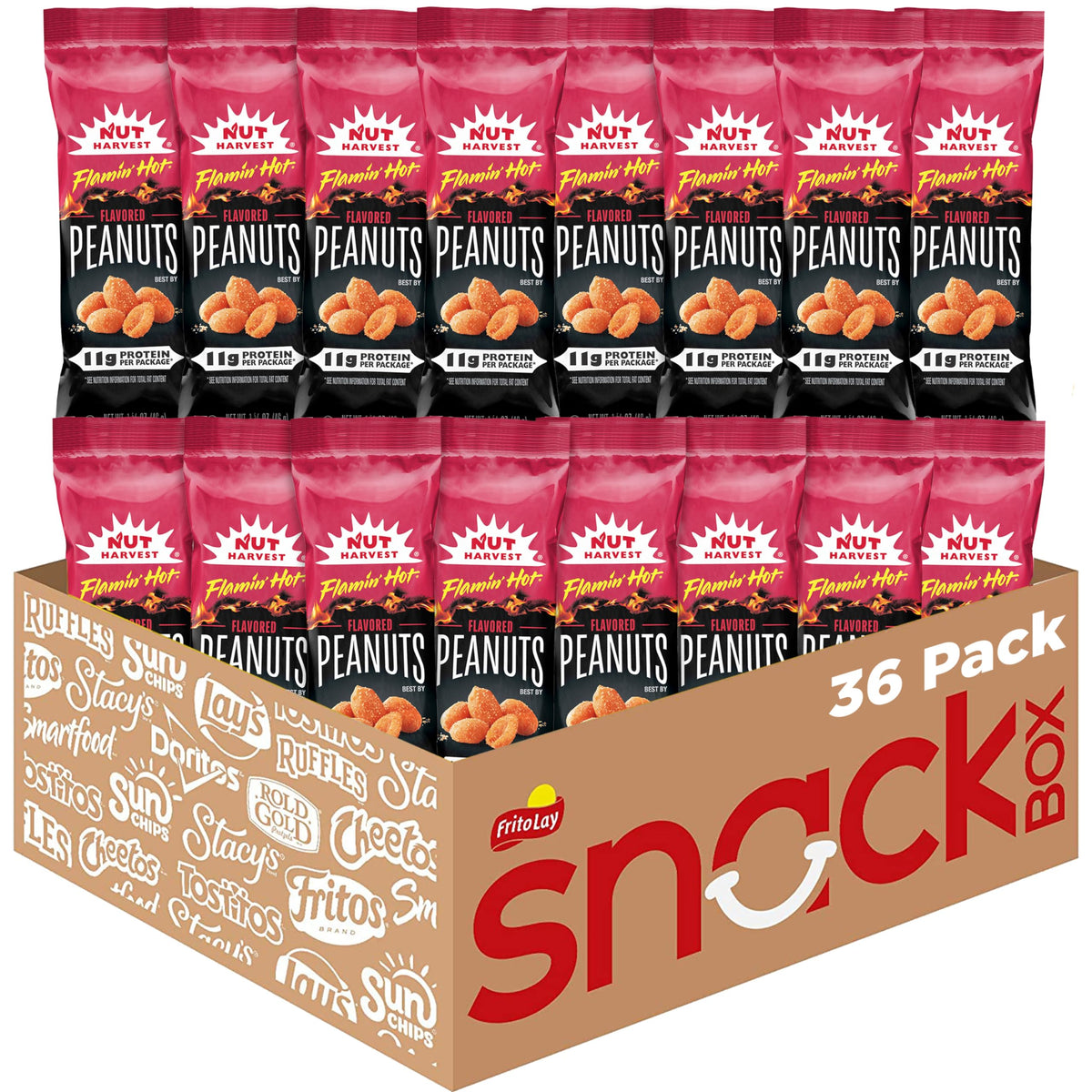 Nut Harvest, Flamin' Hot Peanuts, 1.625 oz Bags (36 Pack)