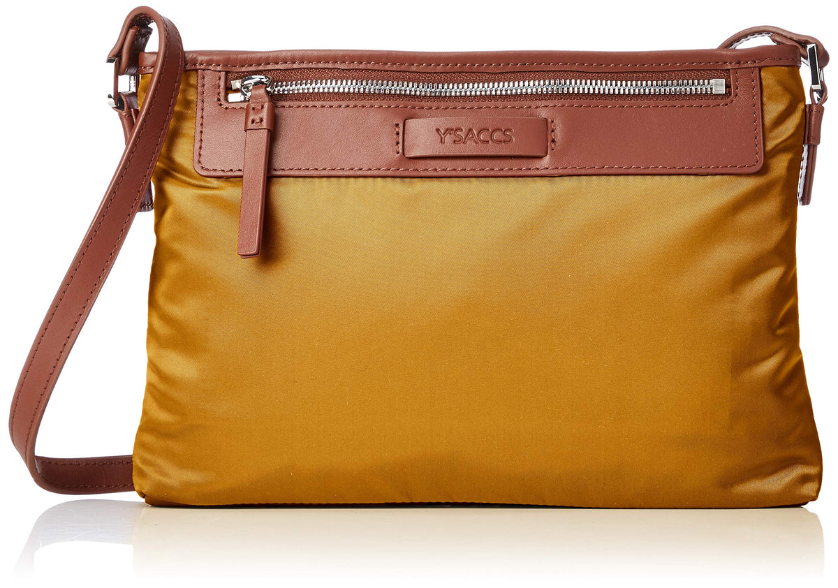 Isaac Y92-01-01 Nylon x Cow Leather, Travel Thin Machi Pochette, Camel