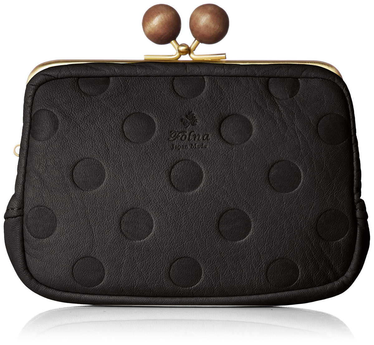 Forna Women's Wallet with Wood Balls/Dots, Small Wallet, Black
