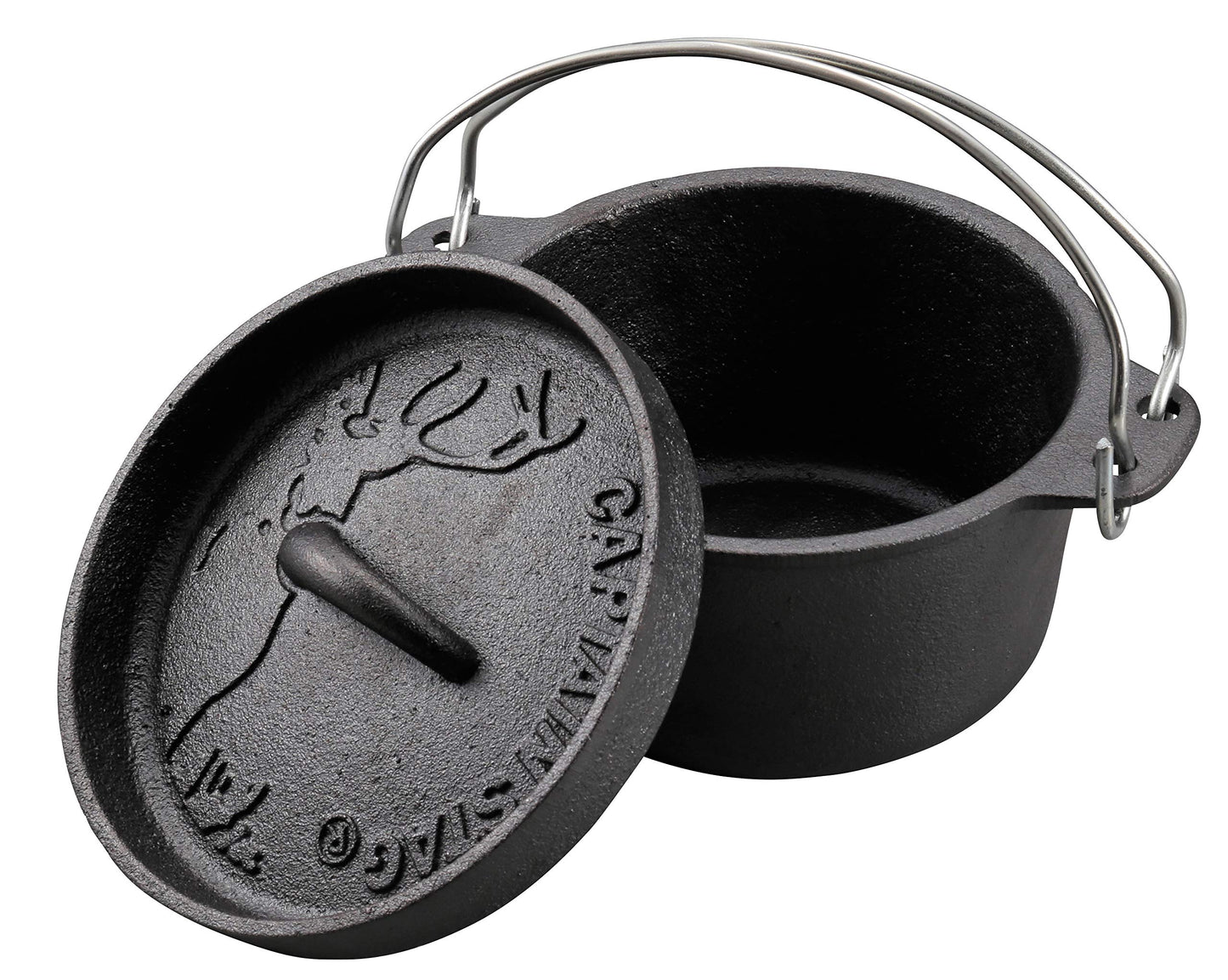 Captain Stag UG-3060 Camping Barbecue Dutch Oven, Iron Casting, 5.5 inches (14 cm), No Seasoning Required