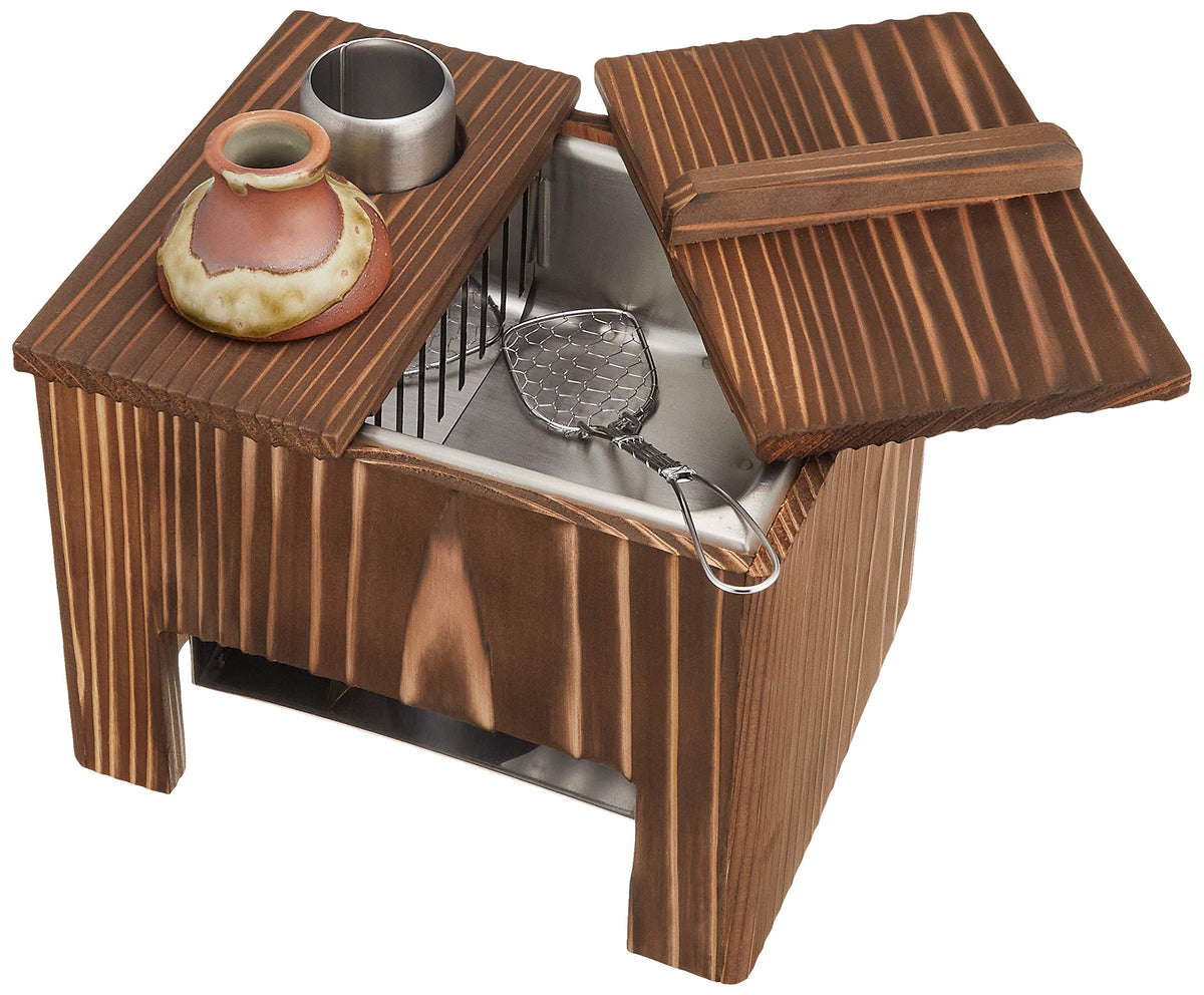 Yamako Yakisugi Yudofu Set (1 person) x Tofu Scoop, Juice, and Fire Plate Included, Approx. 7.6 x 5.8 x 6.6 inches (19.2 x 14.8 x 16.7 cm)