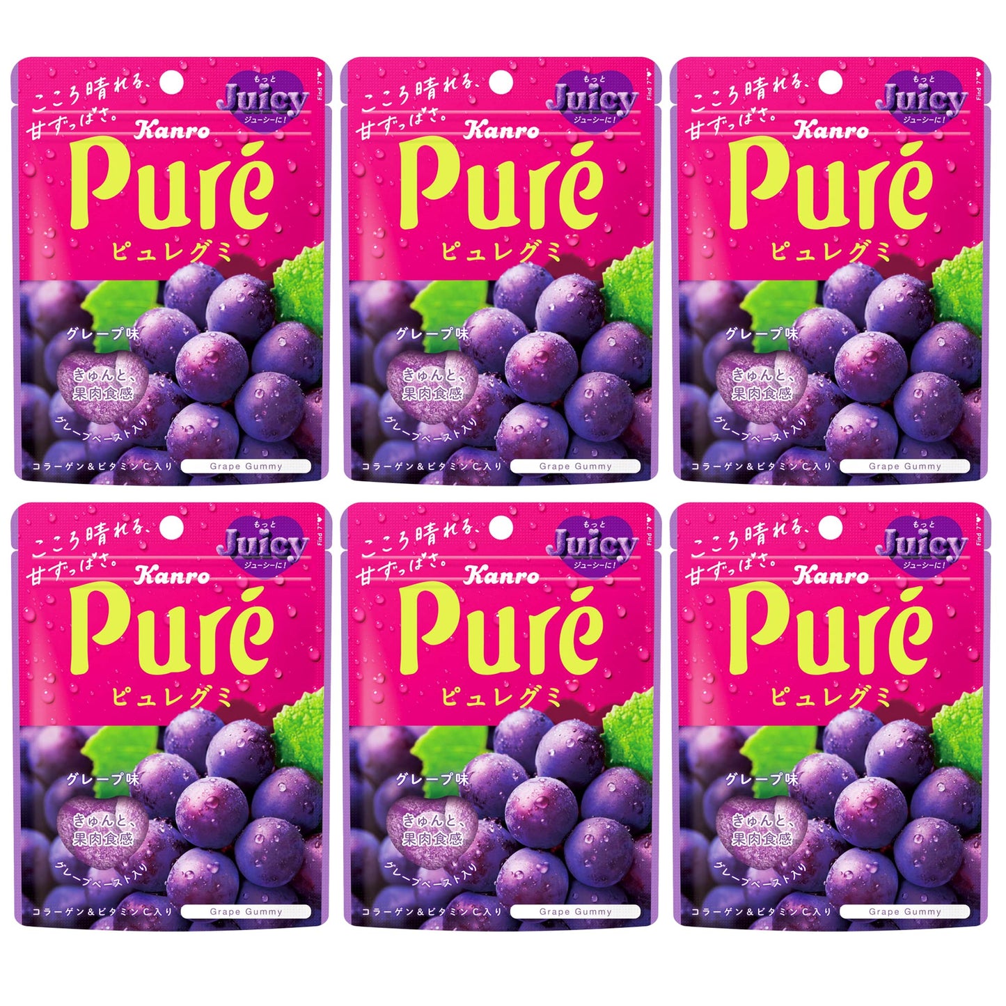 Kanro Co., Ltd. Pyuregumi grape 56g X 6 bags