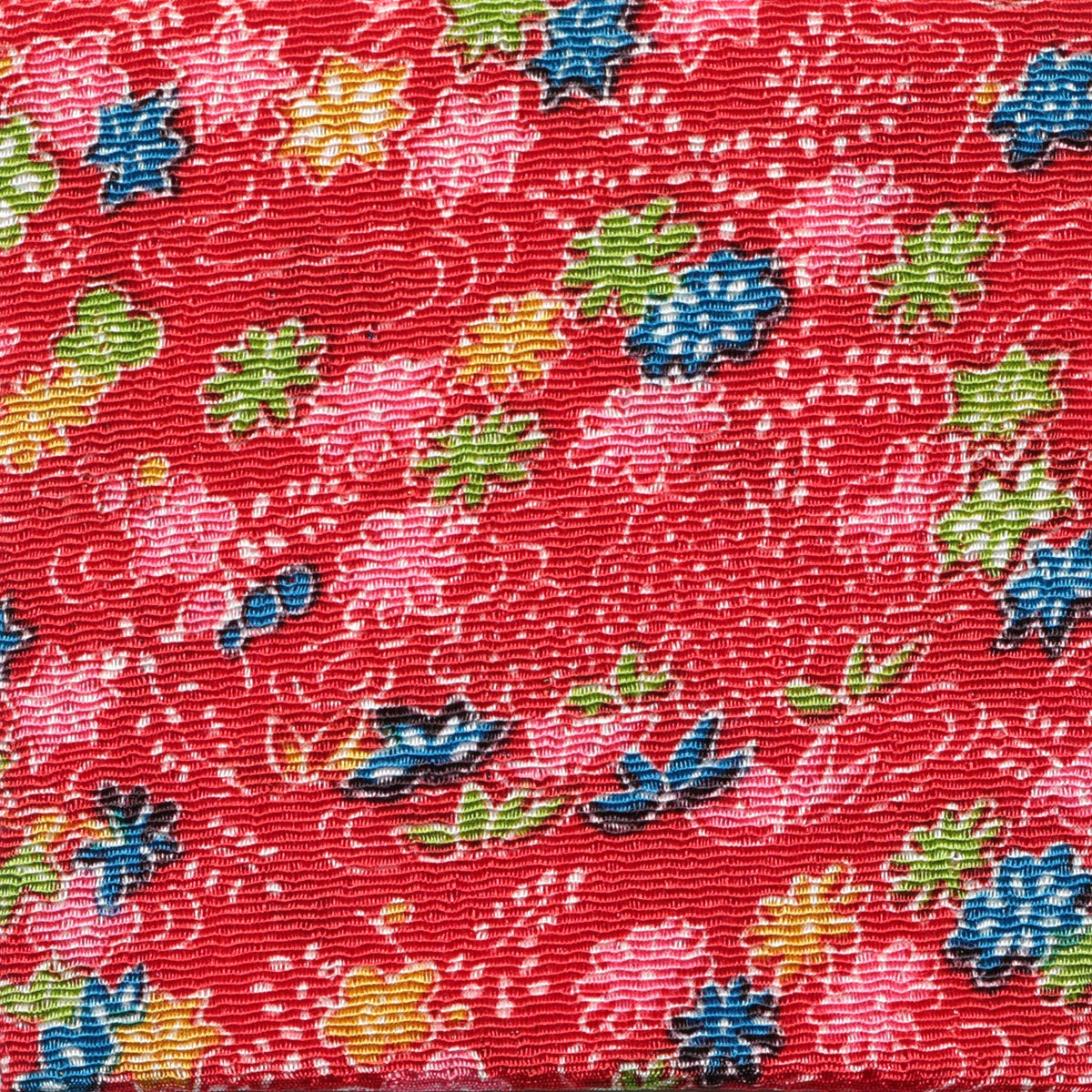 NBK Y001-02-2M Crepe Yuzen Flower Pattern Red Width Approx. 27.6 x 6.6 ft (70 x 2 m) Cut Cut