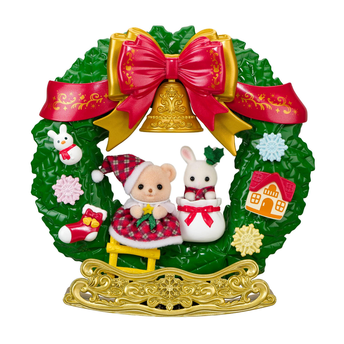 Sylvanian Families Epoch Sylvanian Families Seasonal Rocking Christmas Wreath, ST Mark Certified, Toy for Ages 8 and Up