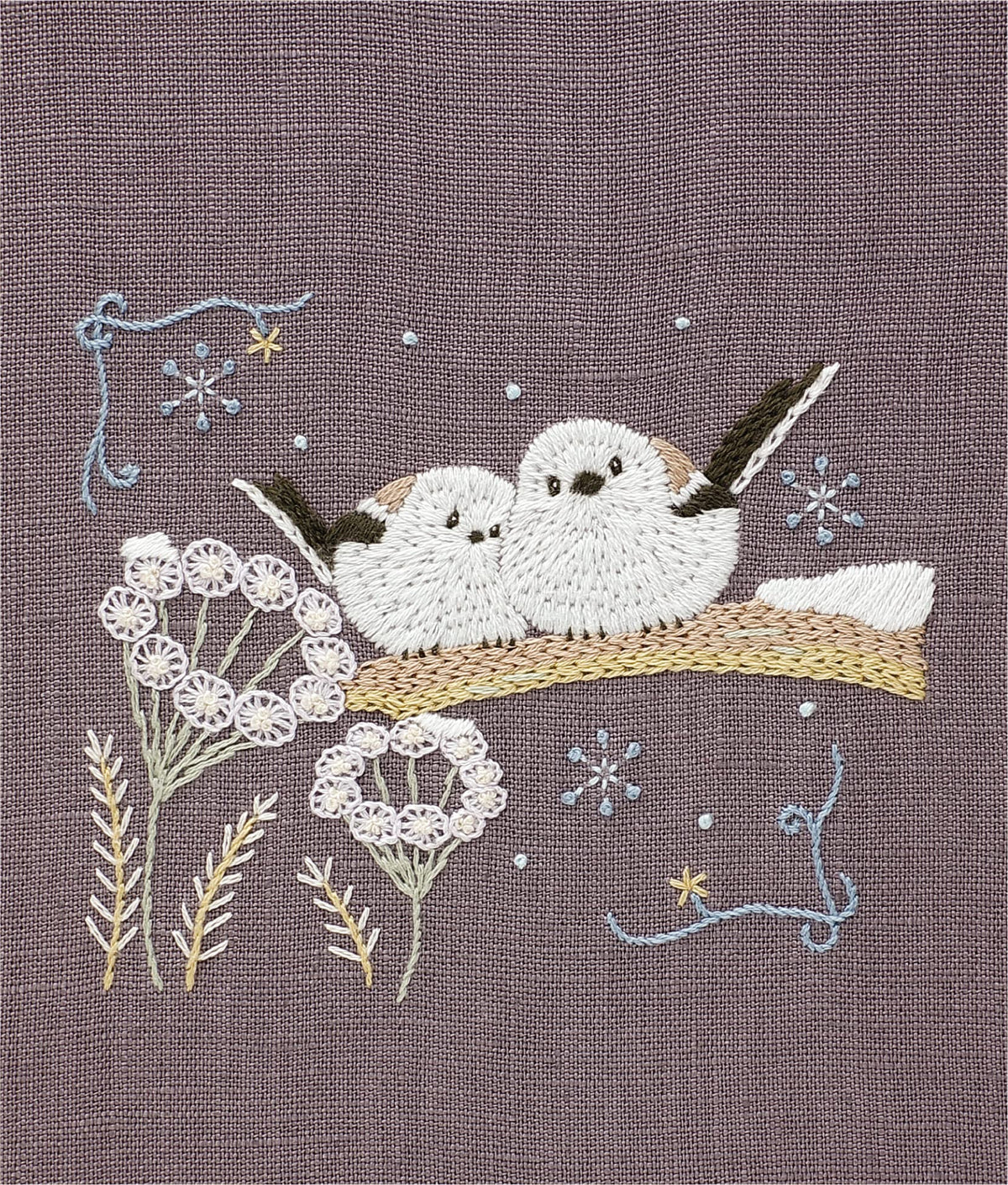 DMC Chicchi DMCJPT74J 12-Month Embroidery Kit, Shima Enaga Cuddling in Winter Forest with Instructions and Design