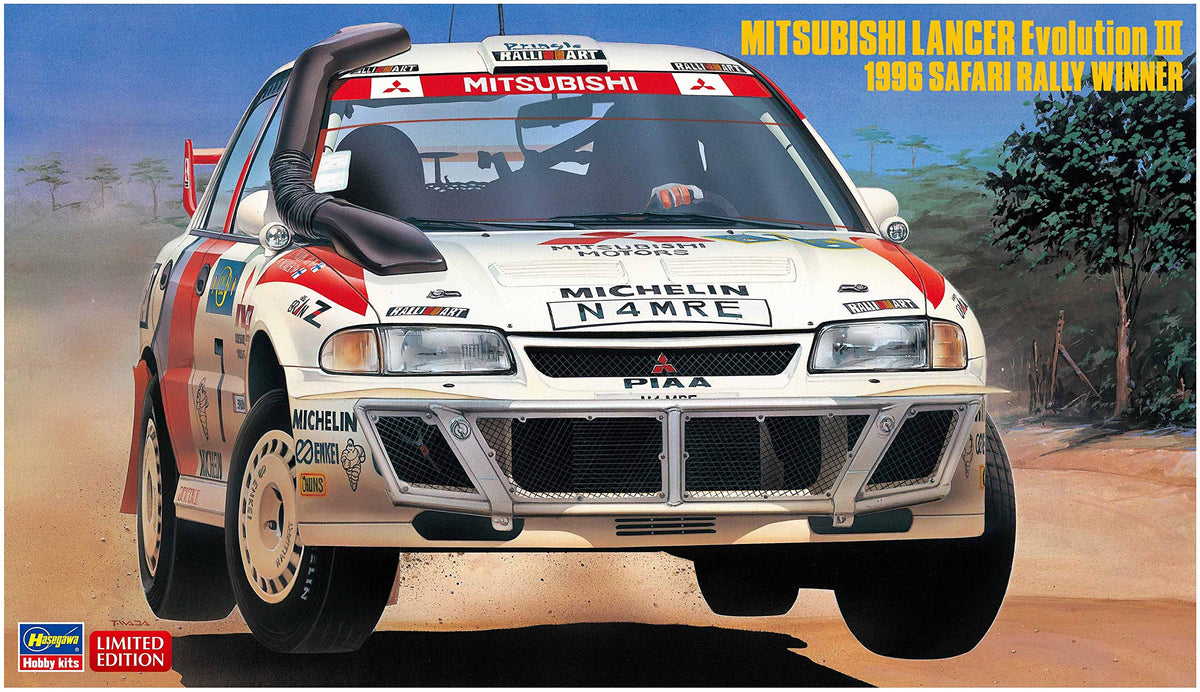 ハセガワ Hasegawa HA020365 1:24 Mitsubishi Lancer Evolution III '1996 Safari Rally Winner', Multi