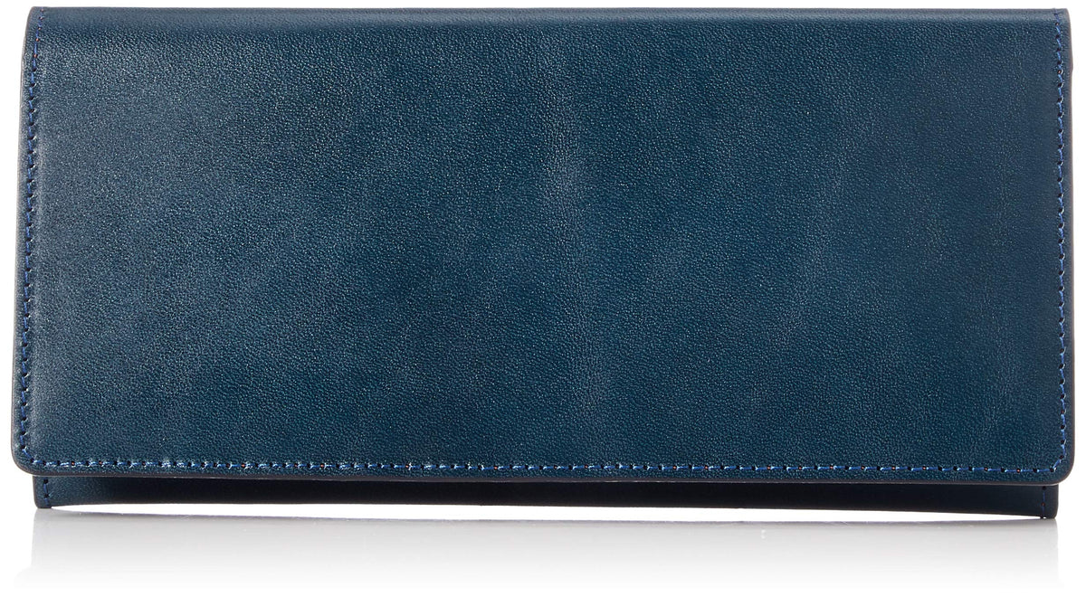 tachiya(タチヤ) Men's Tochigi Leather Bi-Color Long Wallet with Zipper, Navy, One Size