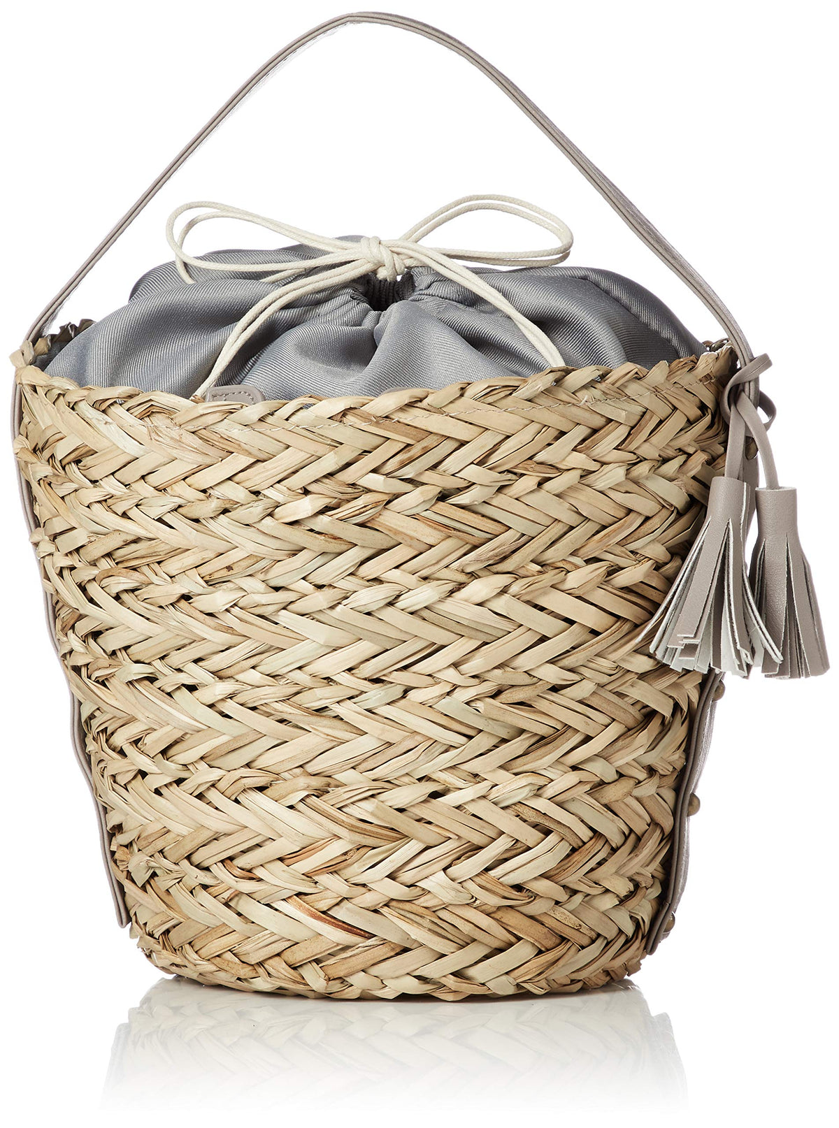 Cheer 151828GY Seagrass Bucket Bag, Gray