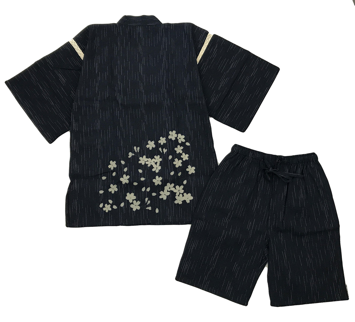 Edoten Original discharge style Cotton 100% Kimono Jimbei 703 XL Black Sakura