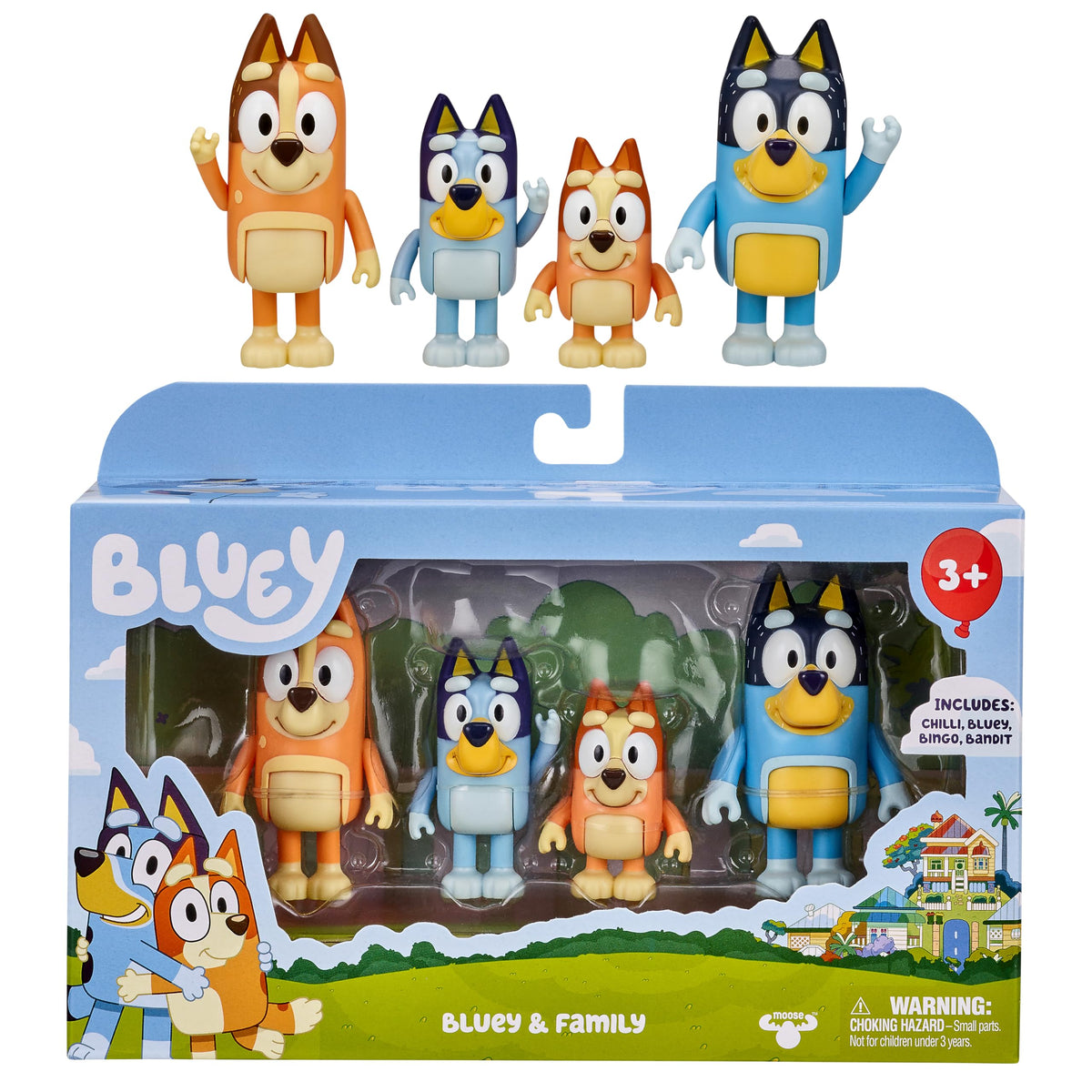 Bluey Family Figure 4-Pack, Poseable Toys with Bingo & Bandit
