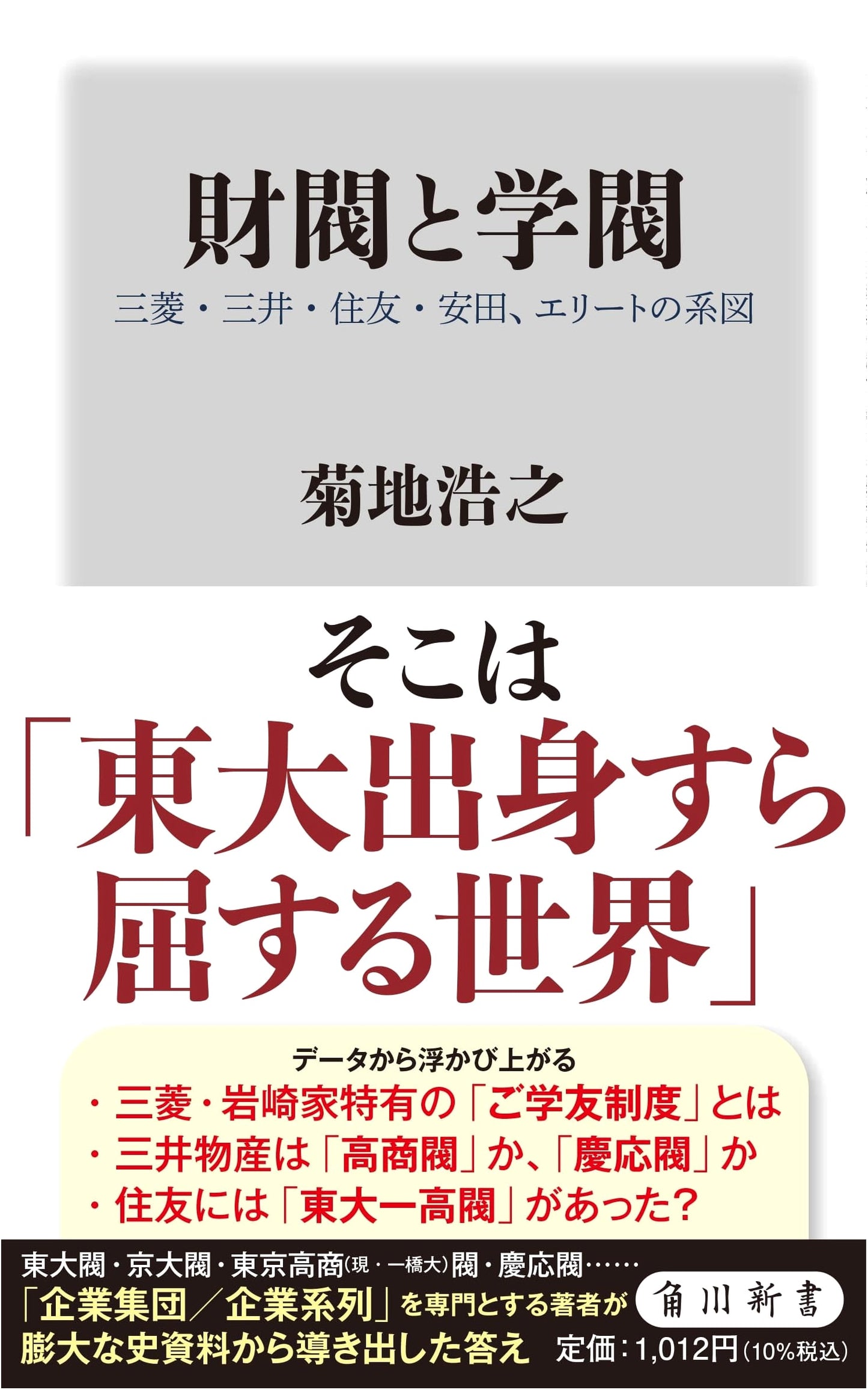 Zaibatsu and Gakubatsu: Genealogies of the Elite - Mitsubishi, Mitsui, Sumitomo, Yasuda by Hiroyuki Kikuchi