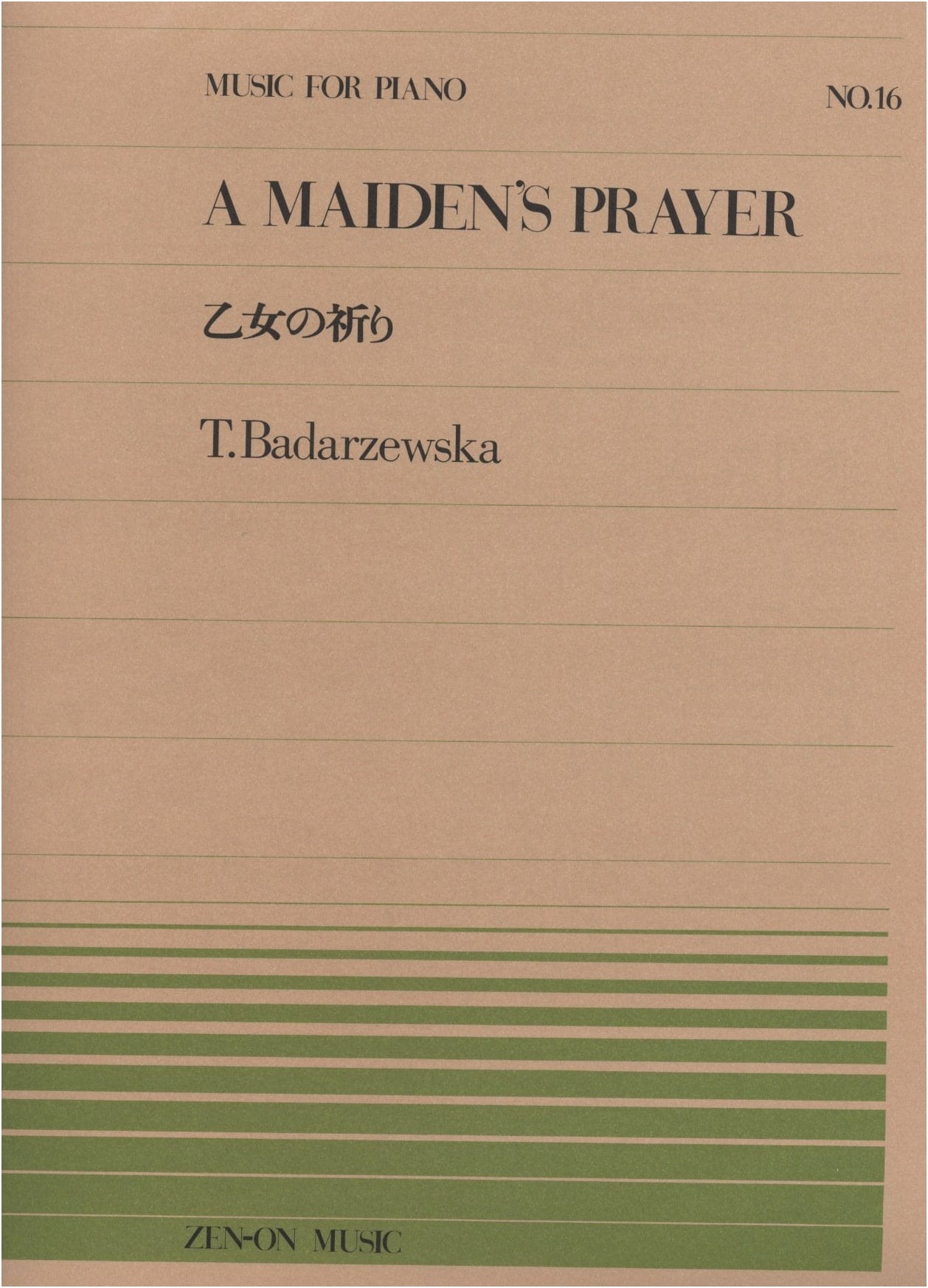 Maiden's Prayer: Piano Piece No. 16 by Tekla Bądarzewska-Baranowska