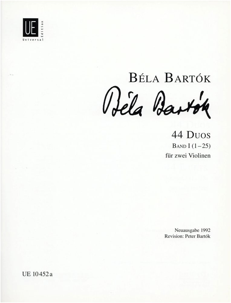 Bartók: 44 Duos for Two Violins, Volume 1 (Universal Edition)