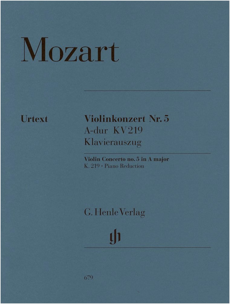 Mozart: Violin Concerto No. 5 in A Major, K. 219 (Henle Urtext Edition, Solo Sheet Music with Piano Accompaniment)