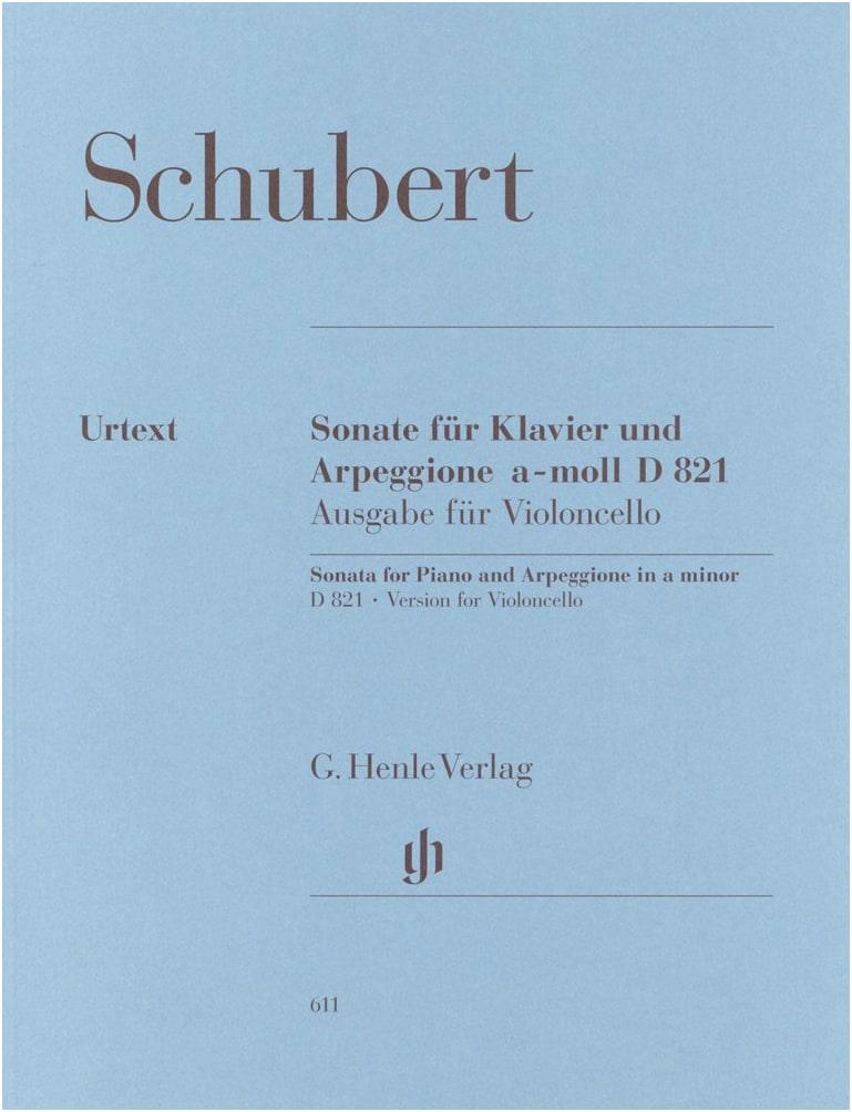 Schubert: Arpeggione Sonata in A minor, D. 821 Urtext Cello & Piano Sheet Music