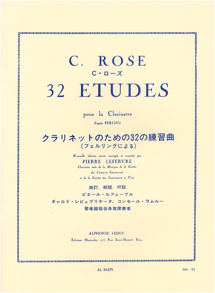 Rose: 32 Studies for Clarinet Based on Ferling (Leduc Edition)