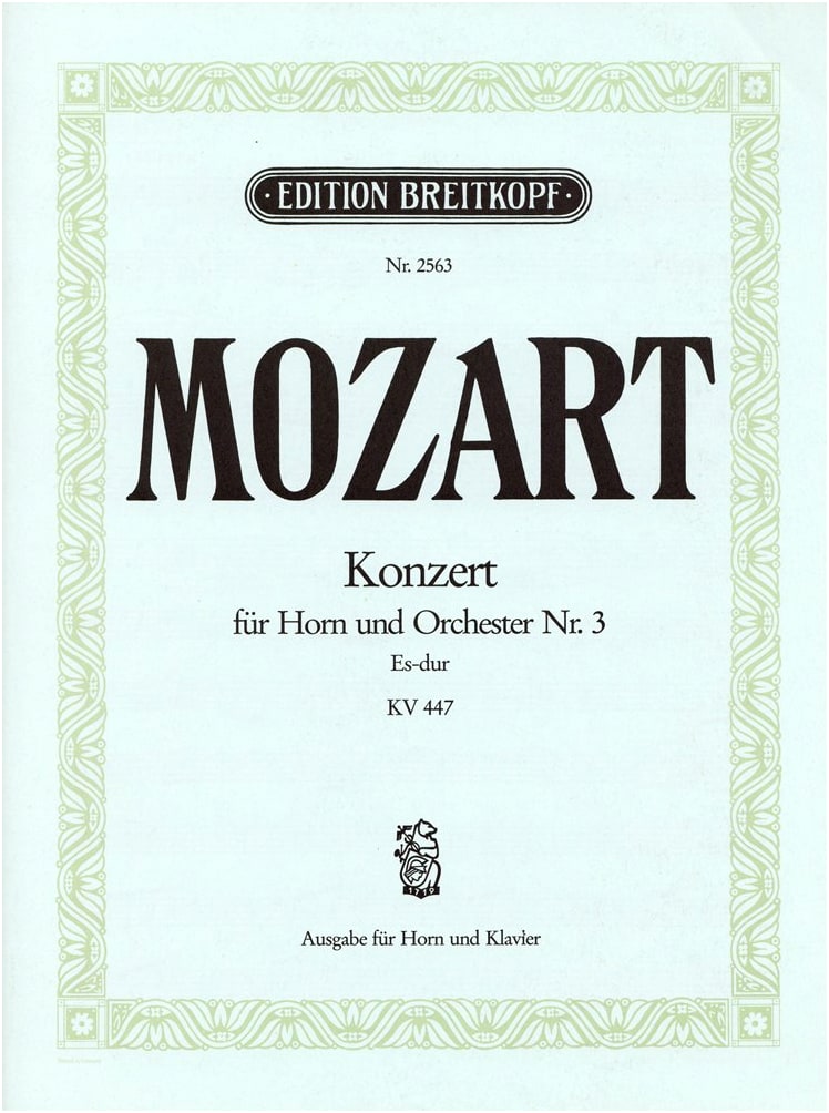 Mozart: Horn Concerto No. 3 in E-flat Major KV 447 (for E-flat & F Horns) with Piano Accompaniment