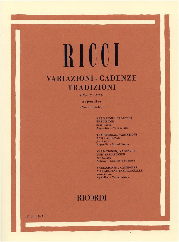 Ricci: Opera Cadenzas (Addendum) for Female Voice / Ricordi Edition